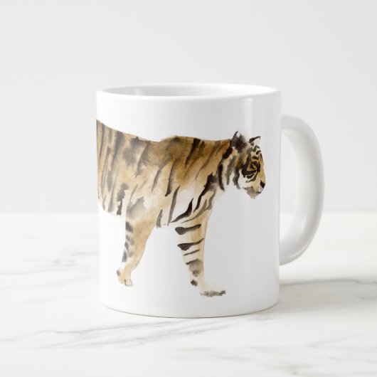Waterverf Tiger Walking Grote Koffiekop (Voorkant rechts)