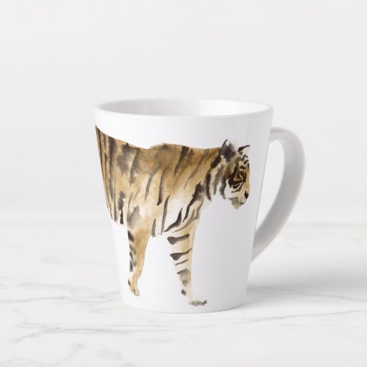 Waterverf Tiger Walking Latte Mok (Rechterhoek)