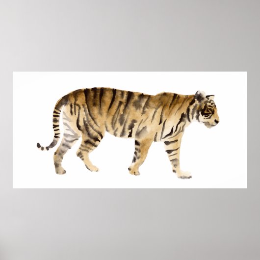 Waterverf Tiger Walking Poster (Voorkant)