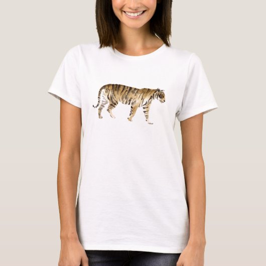 Waterverf Tiger Walking T-shirt (Voorkant)
