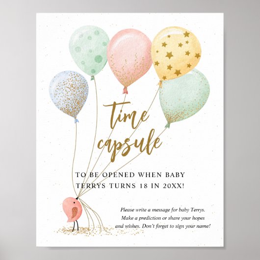 Waterverf-tijd ballon baby shower Capsule Poster (Voorkant)