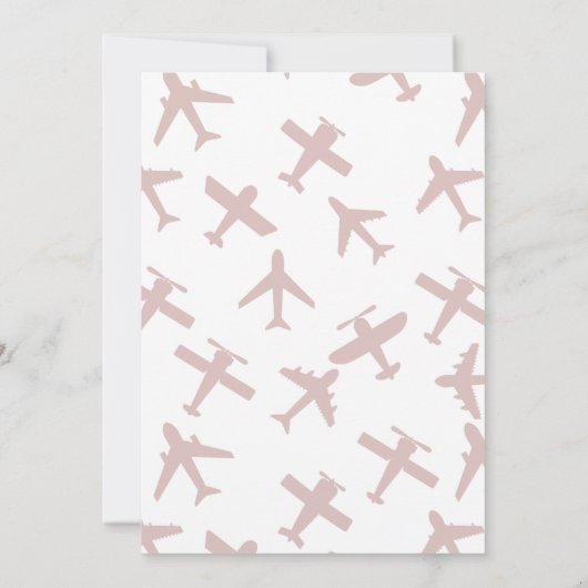 Waterverf tijd vliegt vliegtuigverjaardagsuitnodig kaart (Achterkant)