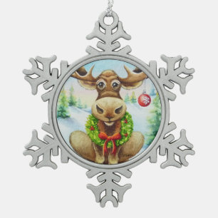 Waterverf tijdens de feestelijke winter tin sneeuwvlok ornament