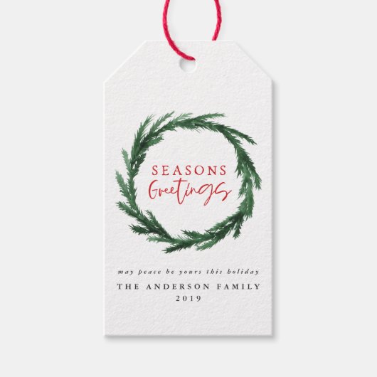 Waterverf tijdens kerstvakantie met mest en stripe cadeaulabel (Voorkant)