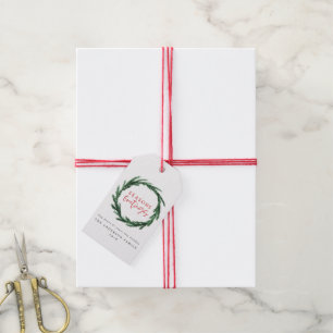 Waterverf tijdens kerstvakantie met mest en stripe cadeaulabel