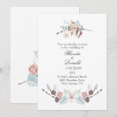 Waterverf tijdens winterfloratie en oliage bruilof kaart (Voorkant / Achterkant)