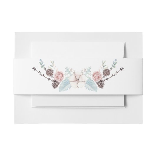 Waterverf tijdens winterfloratie en oliage bruilof uitnodigingen wikkel (Voorkant Voorbeeld)