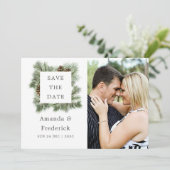 Waterverf tijdens winterweddenschappen save the date (Staand voorkant)