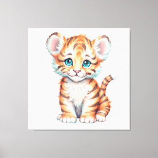 Waterverf Tijger Cub Canvas Afdruk