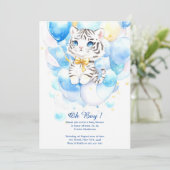 Waterverf Tijger Jongen Baby shower Uitnodiging (Staand voorkant)