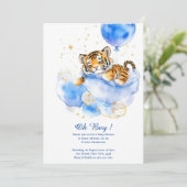 Waterverf Tijger Jongen Baby shower Uitnodiging (Staand voorkant)