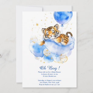 Waterverf Tijger Jongen Baby shower Uitnodiging