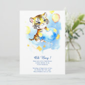 Waterverf Tijger Jongen Baby shower Uitnodiging (Staand voorkant)