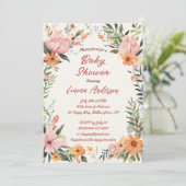 Waterverf Tijger Lelie Baby shower Uitnodiging (Staand voorkant)