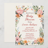 Waterverf Tijger Lelie Baby shower Uitnodiging (Voorkant / Achterkant)