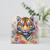 Waterverf tijger met bloemschilderij kaart (Staand voorkant)