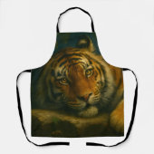 Waterverf tijger rust in het nachtbos schort (Voorkant)