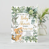 Waterverf Tijger Safari Oerwoud Leaf Baby shower Kaart (Staand voorkant)