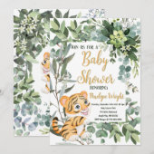Waterverf Tijger Safari Oerwoud Leaf Baby shower Kaart (Voorkant / Achterkant)