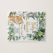 Waterverf Tijger Safari Oerwoud Leaf Baby shower Legpuzzel (Horizontaal)