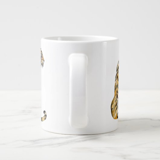 Waterverf tijger - zitting grote koffiekop (Achterkant)