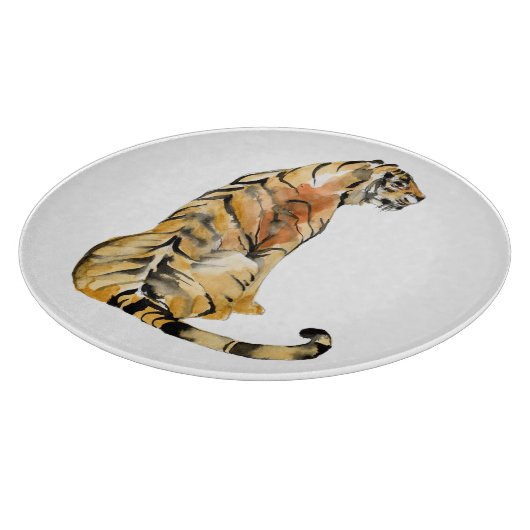 Waterverf tijger - zitting snijplank (Hoek)