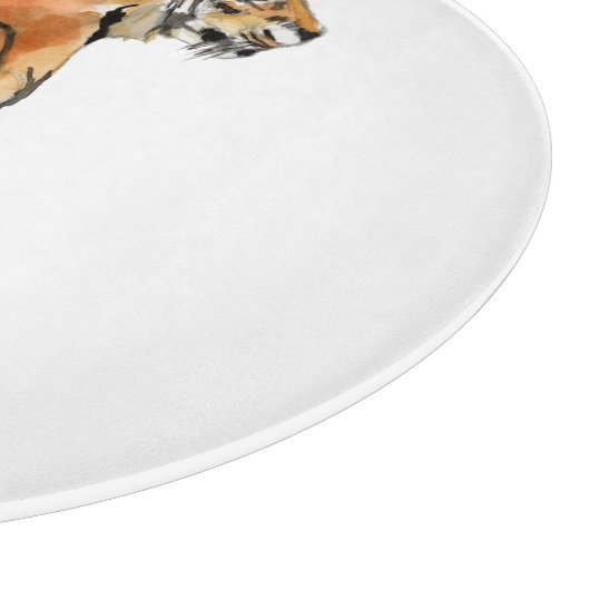 Waterverf tijger - zitting snijplank (Hoek)