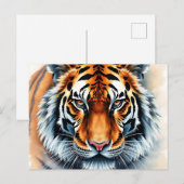 Waterverf tijgerportret met felle ogen briefkaart (Voorkant / Achterkant)