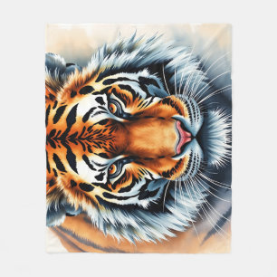 Waterverf tijgerportret met felle ogen fleece deken