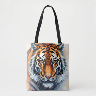 Waterverf tijgerportret met felle ogen tote bag