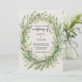 Waterverf Tijm Rozemarijn Sprig krans bruiloft Kaart (Staand voorkant)