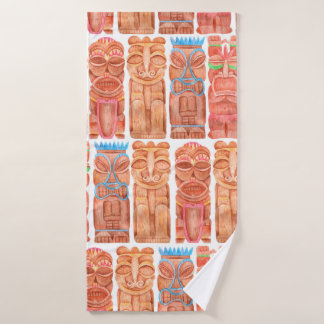 Waterverf tiki hawaii voor een naadloos patroon badhanddoek