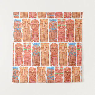 Waterverf tiki hawaii voor een naadloos patroon wandkleed