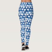 Waterverf tinten blauw driehoekspatroon leggings (Achterkant)