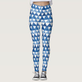 Waterverf tinten blauw driehoekspatroon leggings (Voorkant)