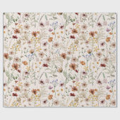 Waterverf Tiny Bloom Boho Bloempatroon Cadeaupapier (Vlak)