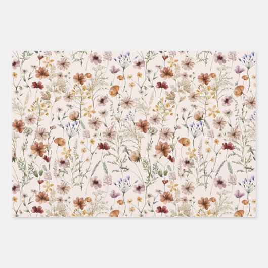 Waterverf Tiny Bloom Boho Bloempatroon Inpakpapier Vel (Voorkant 2)