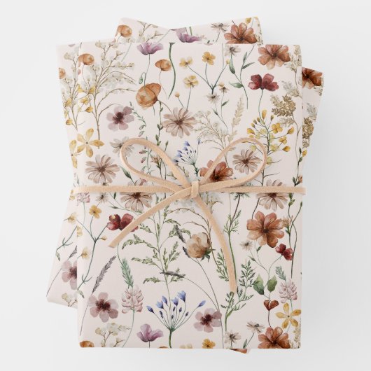 Waterverf Tiny Bloom Boho Bloempatroon Inpakpapier Vel (In situ)