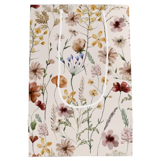 Waterverf Tiny Bloom Boho Bloempatroon Medium Cadeauzakje (Achterkant)