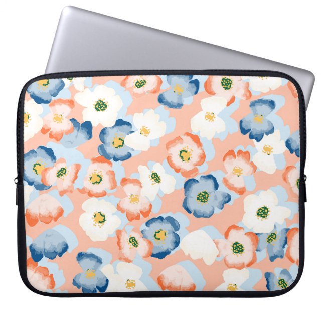 Waterverf Tiny Flowers:  Laptop Sleeve (Voorkant)