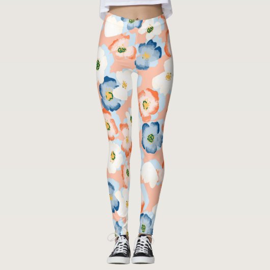 Waterverf Tiny Flowers:  Leggings (Voorkant)