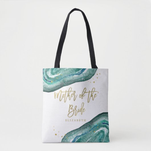Waterverf Titaanblauw en Gouden Geode | Moeder van Tote Bag (Voorkant)