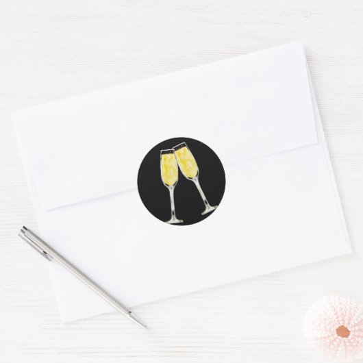 Waterverf Toasting Champagne Flutes Sticker (Envelop)