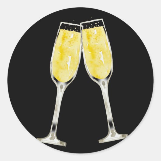 Waterverf Toasting Champagne Glazen Sticker (Voorkant)