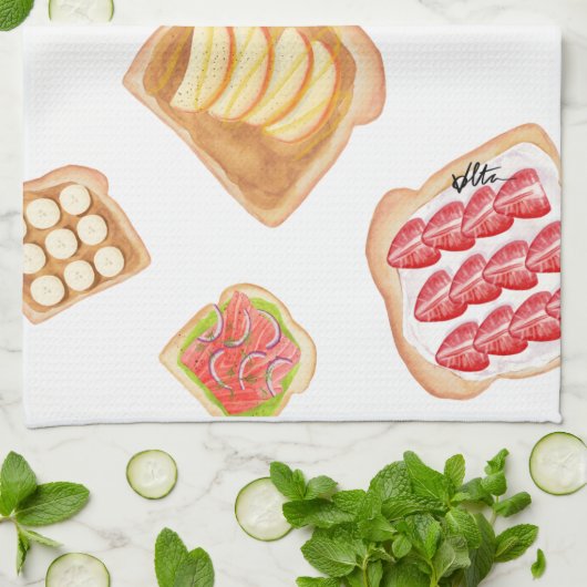 Waterverf Toasts en Sandwiches Theedoek (Gevouwen)