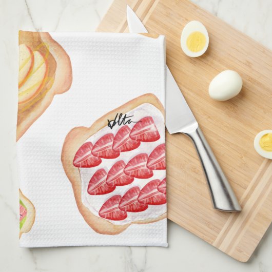 Waterverf Toasts en Sandwiches Theedoek (Quarter Fold)