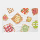 Waterverf Toasts en Sandwiches Theedoek (Horizontaal)