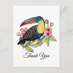 Waterverf Toekan Vogel Met Bloemen Briefkaart