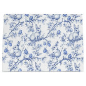 Waterverf Toile de Jouy Blauwe Paashaas Groot Cadeauzakje (Voorkant)
