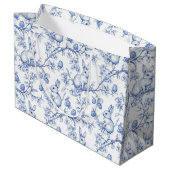 Waterverf Toile de Jouy Blauwe Paashaas Groot Cadeauzakje (Achterkant Gekanteld)